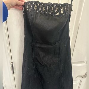 White House Black Market Strapless Dress with Lace Detail